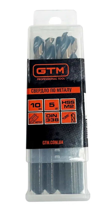 Свердло GTM 10,0 мм HSS 5 шт. з подвійним покриттям (EM2-100K)